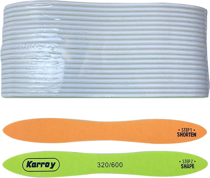 Karroy Nail File and Buffer Block Professional Emery Boads Natural Nails Limas para Uñas Fingernail Files for Women 20PCS (C-Skateboard 320/600) - Image 1